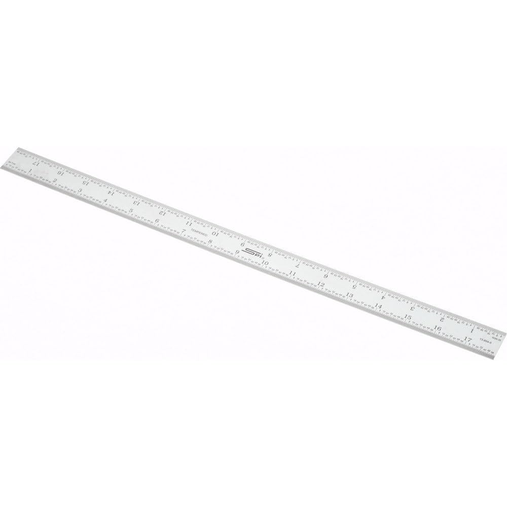 SPI 13-854-5 Rigid Steel Rule: English/Metric Graduation, 18 inches (450 mm)