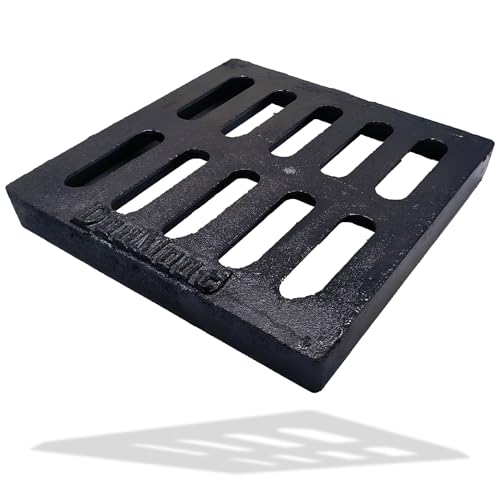 DuuMuut Cast Iron Drain Grate for NDS Catch Basin, 9x9 Outdoor Drain Cover for Polylok, B Class Replacement Sewer Grate, Durable Heavy Duty Channel Grate, Black Square Drainage Grate for Driveway