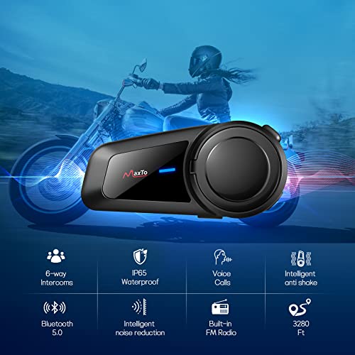 Maxto バイクインカム ヘルメット bluetooth ヘッドフォン M2 全てのブランドとペアリング可能 自動応答 連続稼働12時間 6人同時通話 防水 音楽/通話/FMラジオ