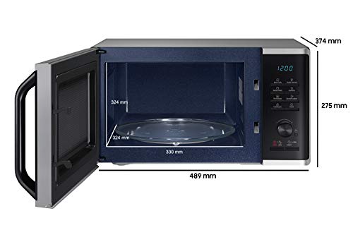 Foto von Samsung MS23K3515AS/EG Mikrowelle / 800 W / 23 L Garraum / 48,9 cm Breite / Kratzfester Keramik-Emaille-Inneraum / QuickDefrost Auftauprogramme / silber