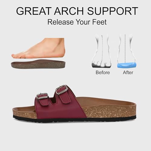 Image of Centrino Women's Berkin-Style Slip-On Sandals | Open Toe Design | Soft PU Footbed | Lightweight & Comfortable | Arch Support | On-Grip Sole | Casual Outdoor Wear (9228)