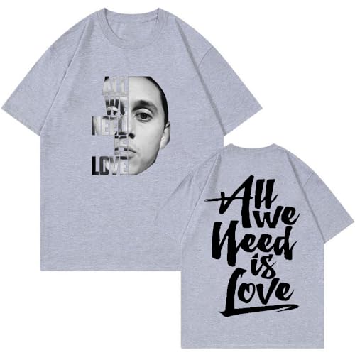 Canserbero All We Need is Love - Camiseta de manga corta con cuello redondo para mujer y hombre, gris, 42