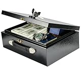 KABISAFE Tragbarer Safe – Feuerfeste Geldkassette 20L mit Tragegriff, Abschließbare Box für Zuhause, Sichere Aufbewahrung von Bargeld, Schmuck & A4-Dokumenten (36,7 x 25,4 x 12,3 cm, Schwarz)