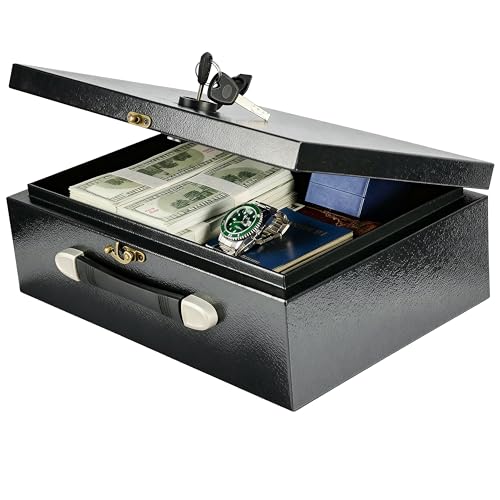 KABISAFE Cassaforte Portatile Antincendio 20L – Cassetta Ignifuga con Maniglia per il Trasporto, Sicurezza per Documenti A4, Denaro, Gioielli e Oggetti di Valore (36,7 x 25,4 x 12,3 cm, Nera)