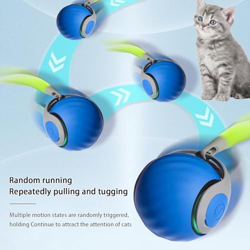 Image of Pet Intelligent Rolling, Interactive Cat Toys, Activity Rolling Ball for Dogs, Motion Activated Automatic Moving, Electric Cat Toy Ball Rechargeable for Large Small Dogs Blue