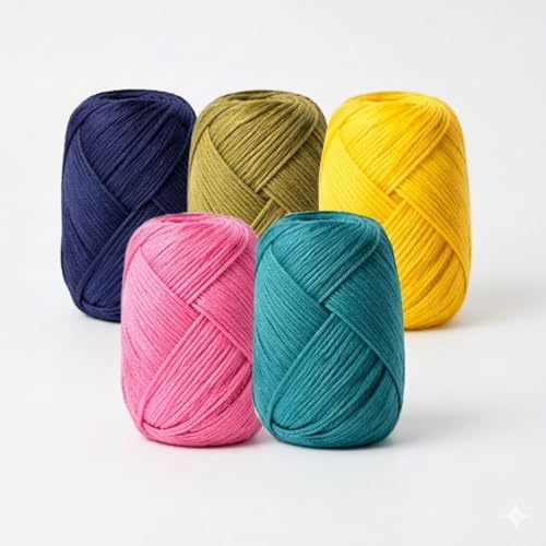 Biella Acrylic Yarn Pack of 5 Multicolor Knitting & Crochet Set for DIY Projects Blankets Hats Scarves & Home Decoration