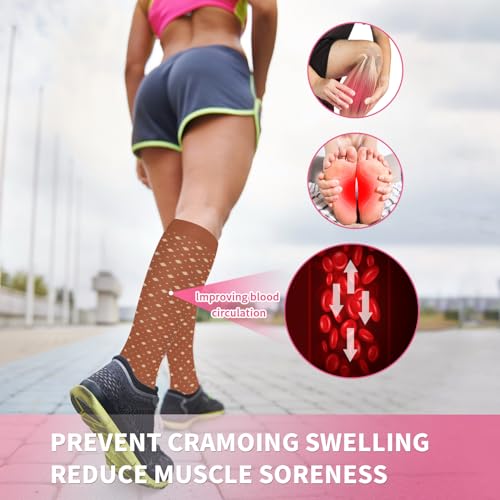 Image of Sooverki Compression Socks for Women & Men 6 Pairs is Best Supportive Knee High Stockings for Circulation, Travel, Nurses