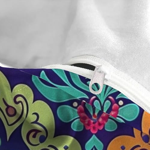 Couvre-lit imprimé fleurs colorées parure de couette 3 pièces doux