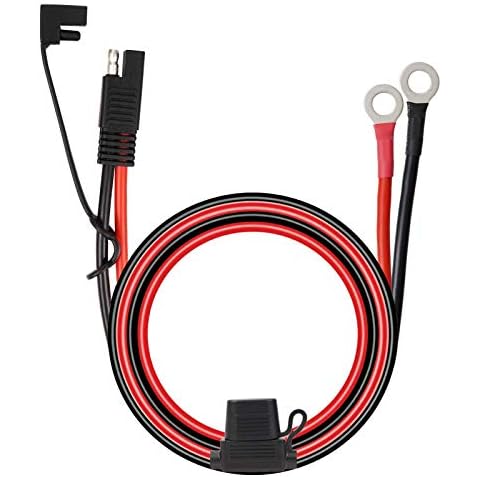 SAE Battery Connector SAE to Ring Terminal Harness with 15A Fuse 2 Pin SAE Quick Disconnect Connector 2FT Cable for Motorcycle RVs Boats etc. Cover