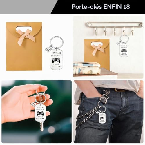 PIujsym Coffret cadeau pour 40e anniversaire pour homme, édition limitée 1986, chaussettes EU 38-45, porte-clés et sac cadeau, cadeau amusant pour 40e anniversaire, cadeau pour hommes et cadeaux, 40e – vue 6