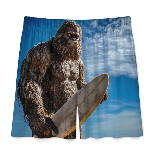 Bigfoot Surfing Beach Men's Pajama Bottoms Lounge Pj Shorts Stretch Sleep Shorts for Home Vacation Beach4