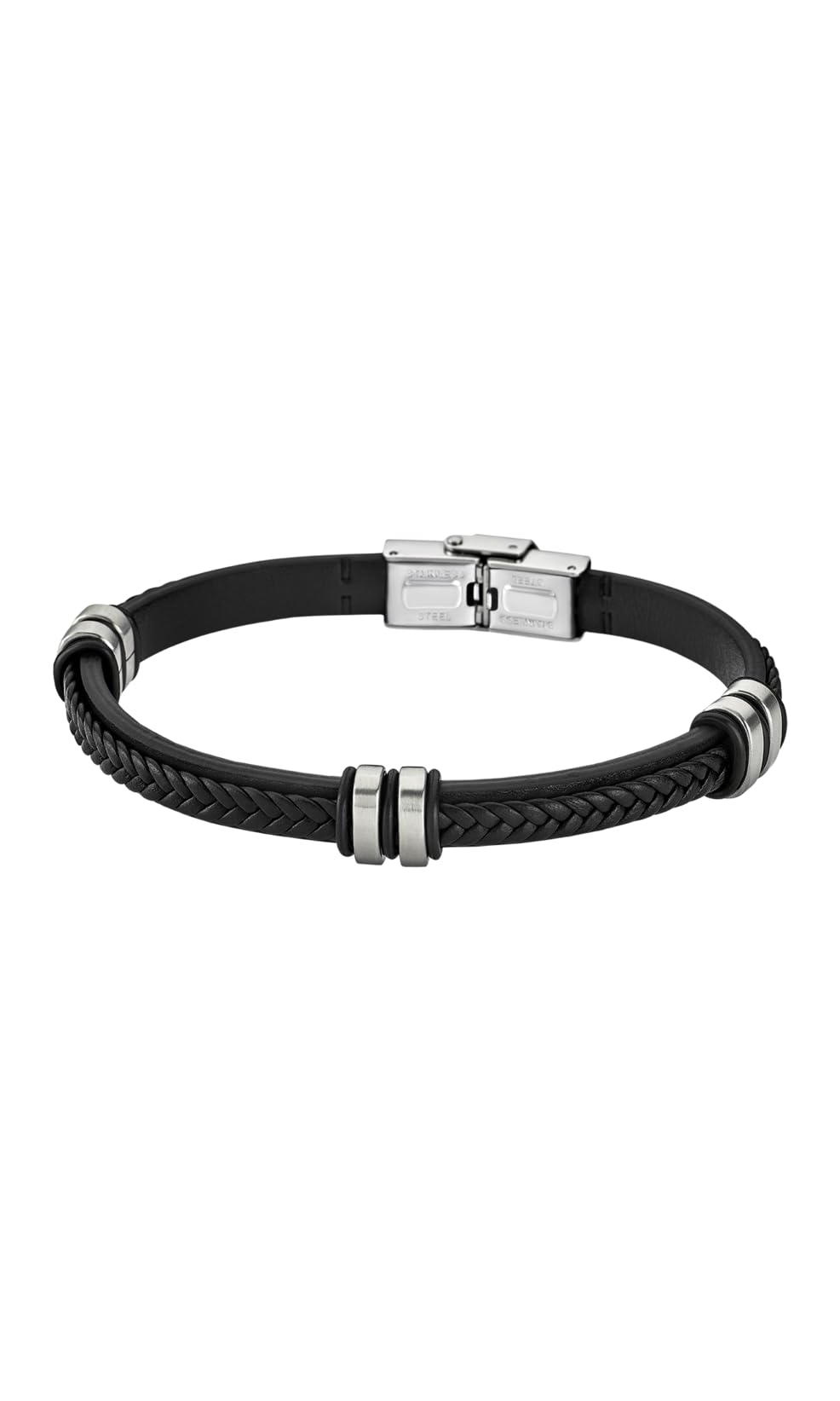 LOTUS STYLE LS1829-2/1 - Pulsera para hombre, piel y acero, color negro