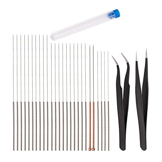 LUTER 28 Stück 3D Drucker Zubehör 3D Drucker Reiniger Düsenreinigung inklusive 26 Stück 0,15mm, 0,25mm, 0,35mm, 0,4mm, 0.5mm Nadeln Reinigen 2 Stück Pinzette