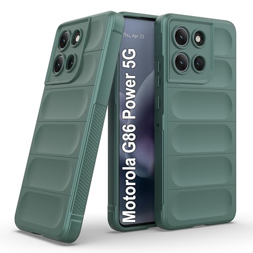 Image of amazon basics Back Case Cover for Motorola G86 Power 5G | Compatible for Motorola G86 Power 5G Back Cover | Liquid Silicon Magic Case with Camera Protection | Dark Green
