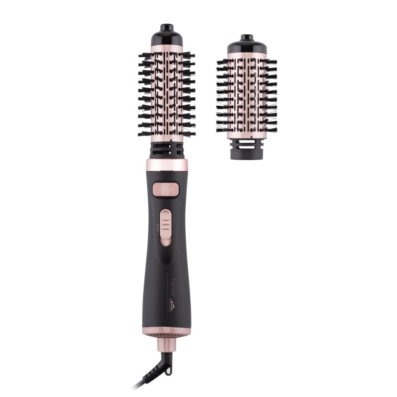 ETA Warmluftbürste Fenite I Black Edition I 1000 W I Ionisierung I 2 Geschwindigkeiten I Rotationsbürste I 2 Aufsätze Ø 38 mm, Ø 50 mm I Reiseetui
