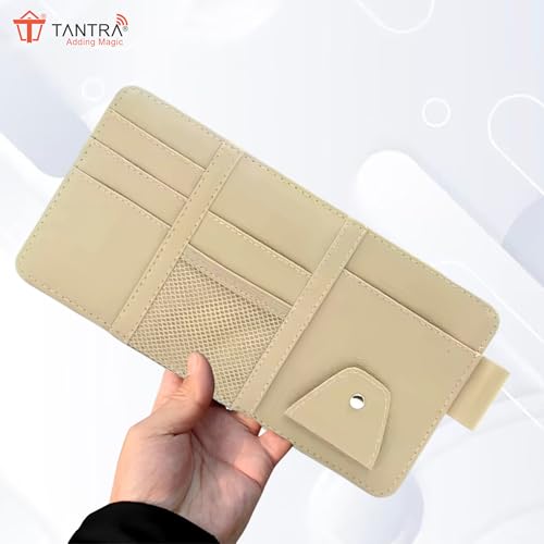 Image of TANTRA Car Sun Visor Organizer Stylish Storage Solution (Beige)