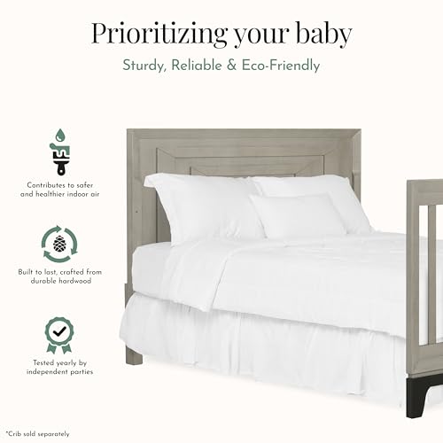 Image of Evolur Full-Size Bed Conversion Rails, Designed & Tested Cribs, Durable Hardwood Build with Secure Mattress Slats, Easy Assembly - Light Ash