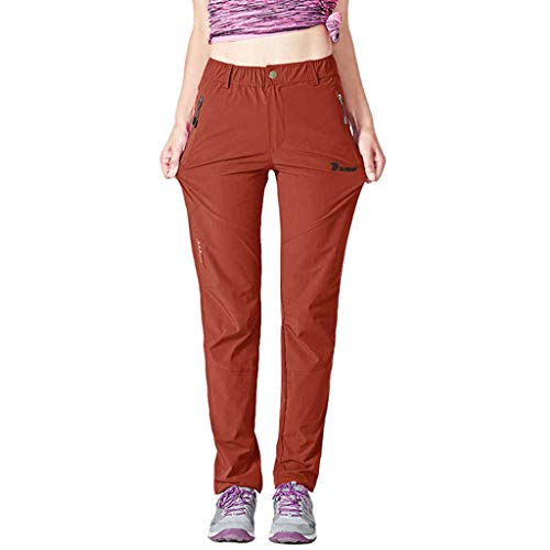 Gopune Women Outdoorwater Resistant Quick Dry Lightweight Slim Mountain Hiking Pants (Rose Red,L) #TOP1