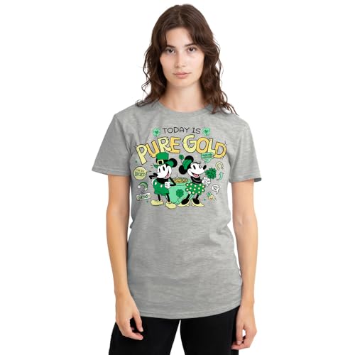 T-shirt Mickey Disney pour femme de couleur gris chiné en coton pur taille unique
