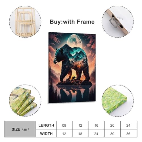Peintures sur toile ours brun deco 24x36inch haute definition - 2