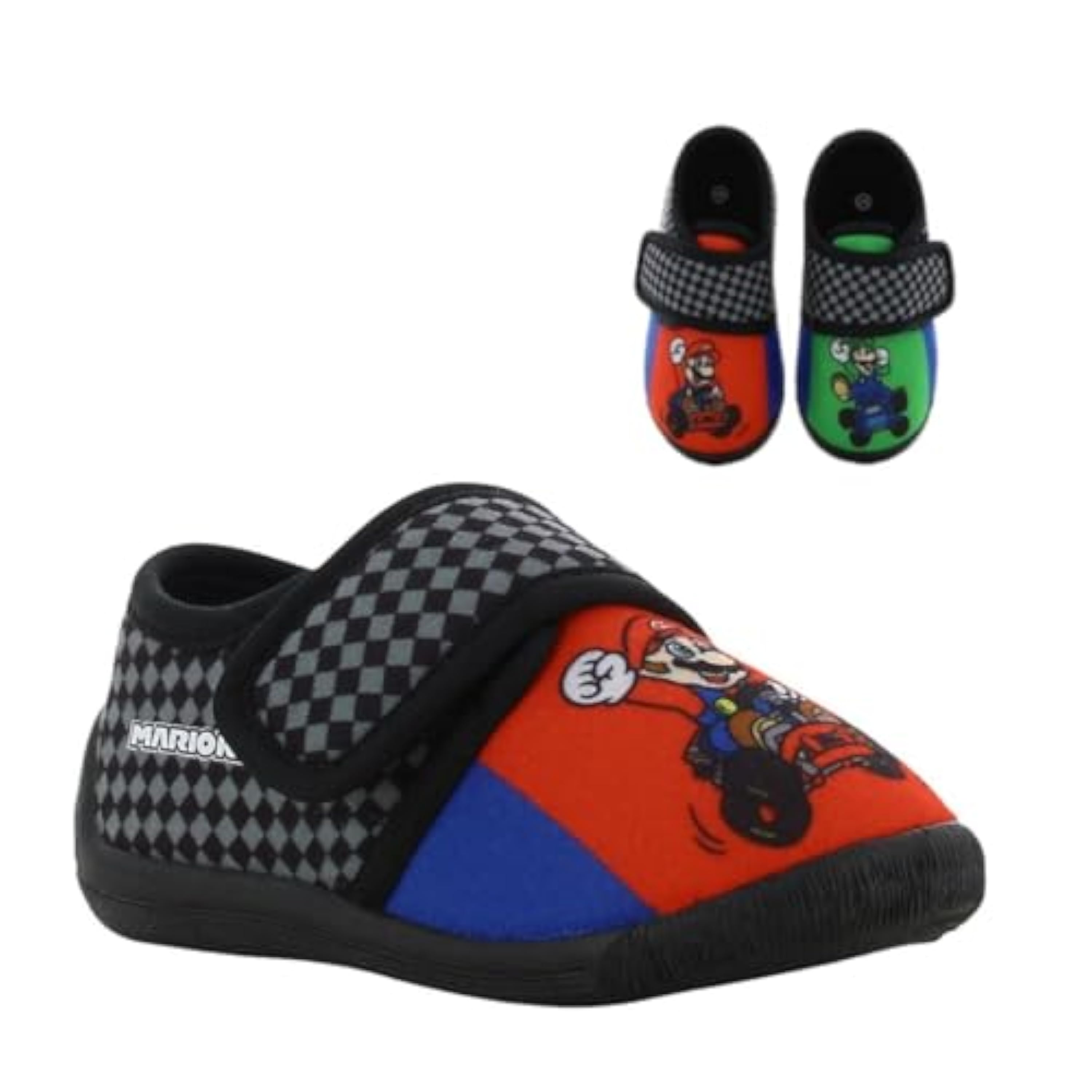 Leomil Super Mario Pantuflas Pantuflas niños niño 30, Ideal para el jardín de infancia o el hogar, Negro