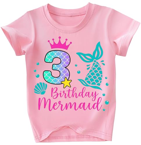 Image of Toddler Girls 3rd Birthday Shirts for Girls 3 Years Old Outfit for Party Tshirt