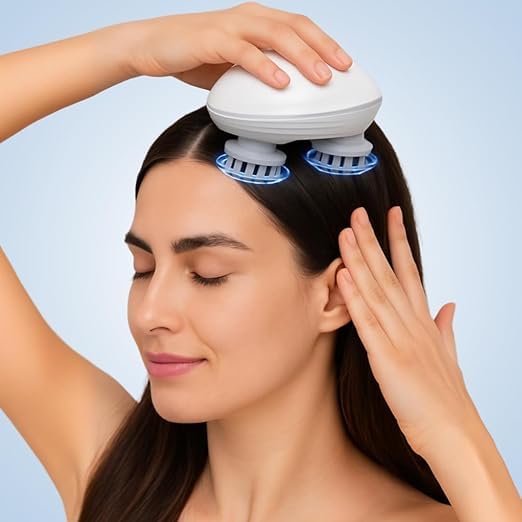Image of Scalp Massager Electric Head,Scalp Massager Waterproof Multi-Mode Rechargeable Cordless, Soft Silicone & Full-Body Use, 3 Speed Modes, Head Scratcher Massager for Hair Growth,Electric White