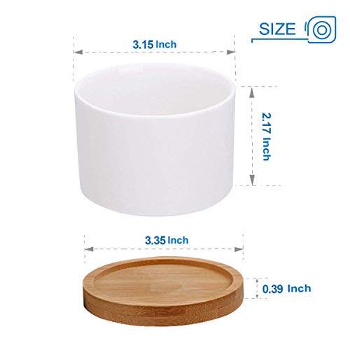 Zoutog Succulent Pots, White Mini 3.15 Inch Ceramic Flower Planter Pot With Bamboo Tray, Pack Of 6 - Plants Not Included #TOP1