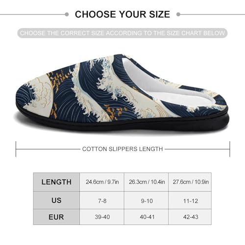 Japanese Great Waves Women's Cotton Slippers Indoor Outdoor Slip-on Warm House Shoes with Anti-Skid Rubber Sole2