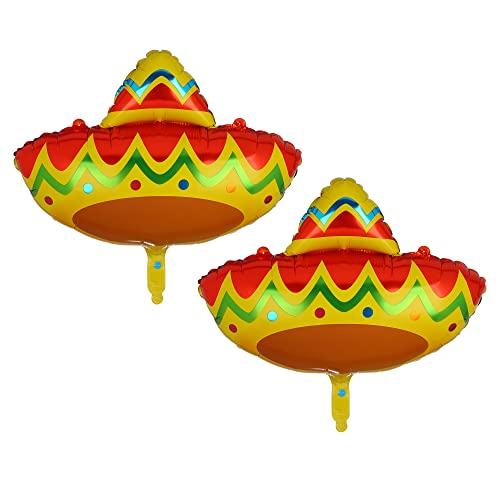 Fiesta Sombrero Balloon Mexican Cinco De Mayo Theme Foil Mylar Balloons Birthday Baby Shower Taco Night Party Decor Supplies 2 Pcs #TOP24