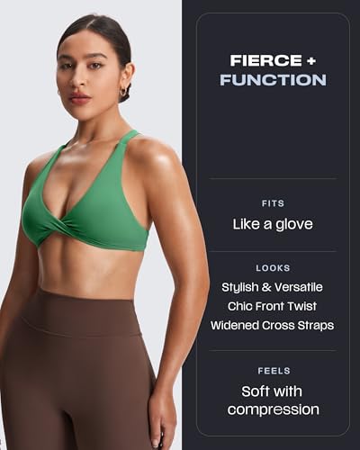 Image of Aoxjox Women's Satara Low Impact Sports Bra | chic front twist, widened cross straps, medium support,breathable fabric, workout fitness yoga crop tank, gym essential