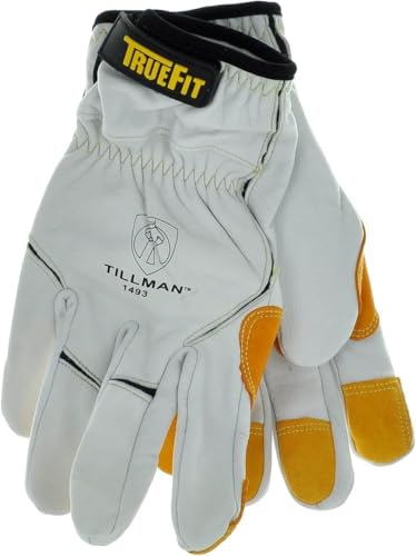 Tillman 1493 Super Premium True Fit Top Grain Goatskin Kevlar Gloves, White, Large
