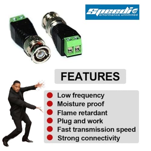 Image of Speedio BNC Connector Screw Type | BNC Male Screw Type For Camera, DVR, VCR, Surveillance System | Green - Pack of 20 Nos