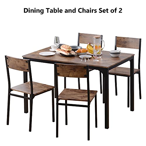 Ensemble de salle à manger marron vintage table stable et chaises ergonomiques - 7