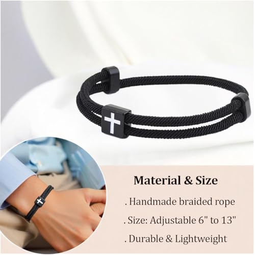 Baptism Gifts Cross Bracelet for Girl, First Communion Confirmation Bless Gifts for Teenage Girls Boys, Kindergarten Preschool Graduation Christening Gift for Daughter Granddaughter Godchild