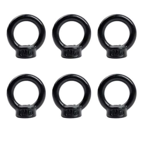 Image of Antrader M6 Metric Ring Shape Lifting Eye Nut,304 Stainless Steel M6 Ring Eye Bolts Threaded Nuts,Black,6Pcs