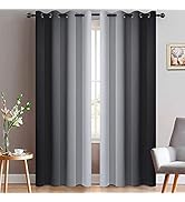 Yakamok Greyish White and Black Ombre Curtains for Bedroom, Light Blocking Gradient Color Drapes,...