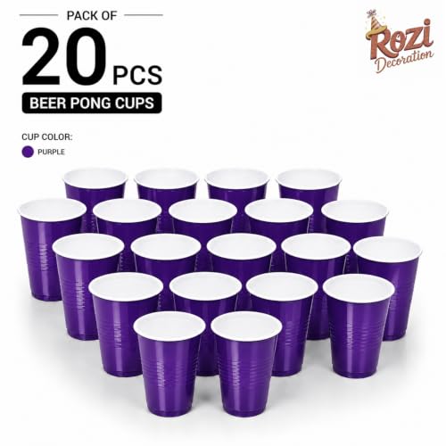 Image of Rozi Decoration 20 pcs, 16 Oz Purple Beer Pong Glasses, Drinking Party Cups