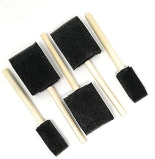 Foam Brush Sponge Wooden Handle Paint Craft Glass Glitter Glue Application 5 PCs