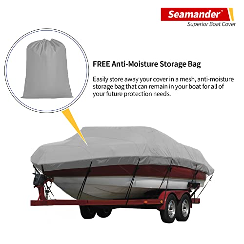 Seamander Waterproof Boat Cover, Solution-Dyed Yarn Marine Grade Cover Fits 23' to 24' ft Bass, V-Hull, Tri-Hull, Fish & Ski, Runabout Bowrider Boats - Heavy Duty Canvas Gray by Seamander - Image 6