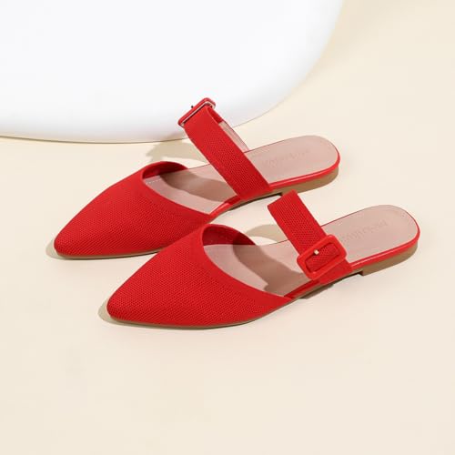 Image of Pointed Toe Mules for Women Flats,Slip On Mules Backless,Wide Width Mules,Mule Slides Flats Sandals