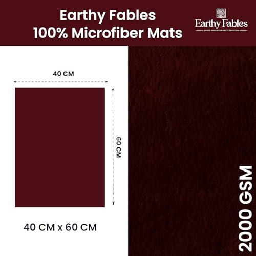 Image of Earthy Fables Feather Microfiber Rug /Mat, Thick, Quick Dry, Anti-Skid, Non-Slip, Machine Washable Floor Rug, Door Mat for Kitchen, Bedroom, Living Room, 60 x 40 cm - Wine
