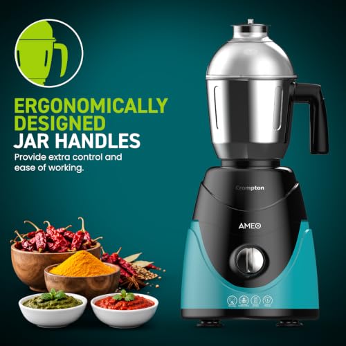 Image of Crompton Ameo 750W 5 Jar Mixer Grinder | Easy to Clean Special Grind and Store Jars | Powertron Motor | Brand Warranty: 2 Years on Motor & 1 Year on Product