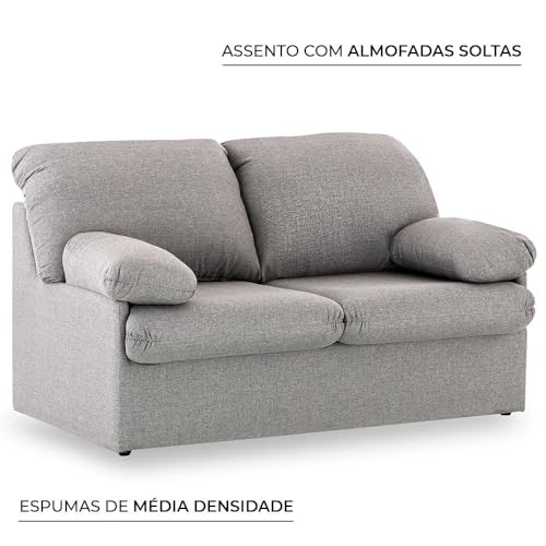 Sofá-cama Casal 2 Lugares Herval Andes, Linho Cinza, 155 cm