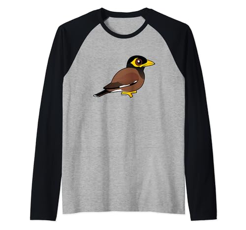 Cute Common Myna Cartoon Birdorable Cartoon Design Raglan Baseball Tee