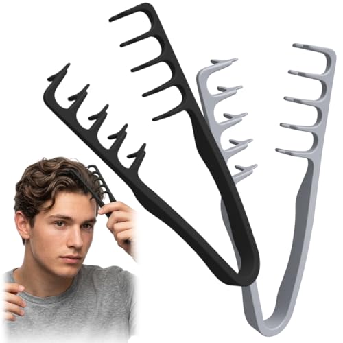 VRYNDH Pettine Denti Larghi per Texture -Pettine Capelli Volumizzante Ricci,per Radici,pettine volumizzante capelli, per la cura dei capelli per uso quotidiano e salone di bellezza(E) (2pcs)
