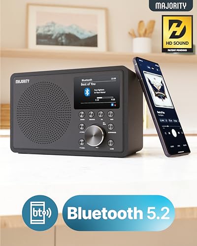 MAJORITY Touro Internetradio WLAN | DAB+ Radio mit Bluetooth | DAB Plus Radio Küchenradio | Internet WLAN mit DSP Lautsprecher | Digitalradio | Frontier Oktiv App-Steuerung
