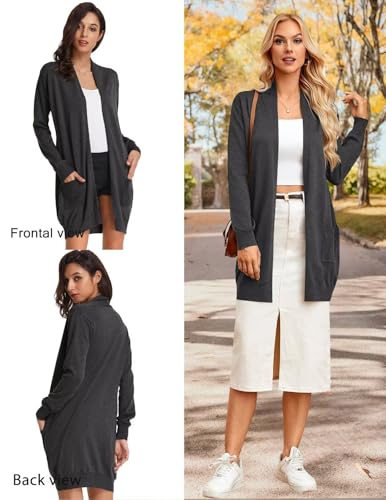 Image of GRACE KARIN Long Cardigan for Women Lightweight Open Front with Pockets | Oversized Cardigan Sweaters for Women, Soft Knit, Casual Fall Clothes, Layering Piece for Fall, Winter & Office Wear