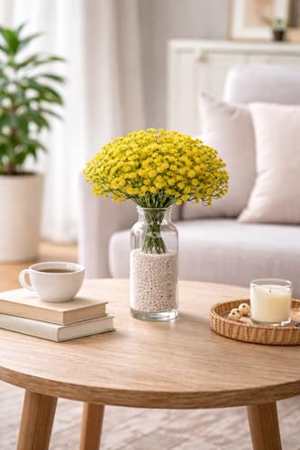 Image of SATYAM KRAFT 20 Pcs Artificial Baby's Breath Flowers (Gypsophila) Bouquet for Gifting, Home Decor, Bedroom, Table Centerpiece, DIY Craft, Wedding Decoration (28.5 cm, Without Vase) (Yellow)