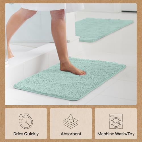 GORILLA GRIP Bath Rug Mat 30x20, Thick Soft Absorbent Chenille, Quick Dry Microfiber Mats, Rubber Backing Washable Shower Floor Rugs, US Designed Bathroom Bathmat Home Decor Accessories, Seablue by GORILLA GRIP - Image 7